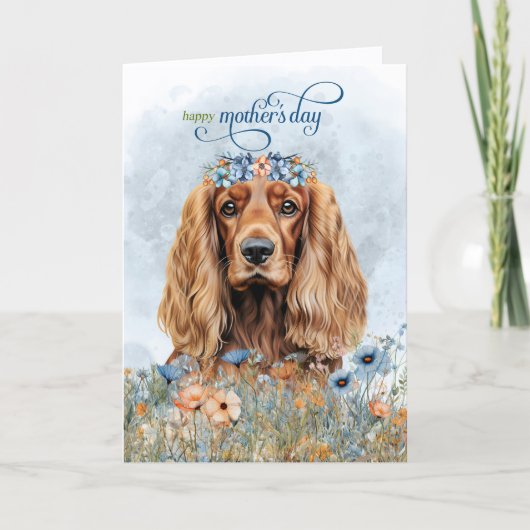 Cocker Spaniel Dog Wildflowers Mother's Day シーズンカード (正面)