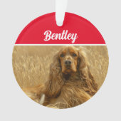 Cocker Spaniel Dog with Name and Photo Christmas オーナメント (正面)