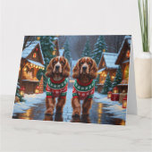 Cocker Spaniel Dogs Christmas Snow Holiday カード (正面)