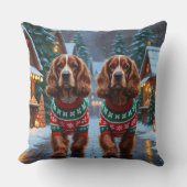 Cocker Spaniel Dogs Christmas Snow Holiday クッション (正面)