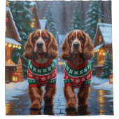 Cocker Spaniel Dogs Christmas Snow Holiday シャワーカーテン (正面)