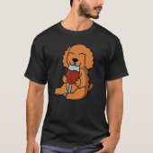 Cocker Spaniel Drinking Wine Dog Tシャツ (正面)