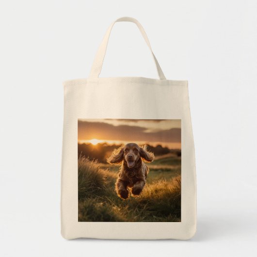 Cocker Spaniel Elegant Grocery Tote Bag トートバッグ (正面)