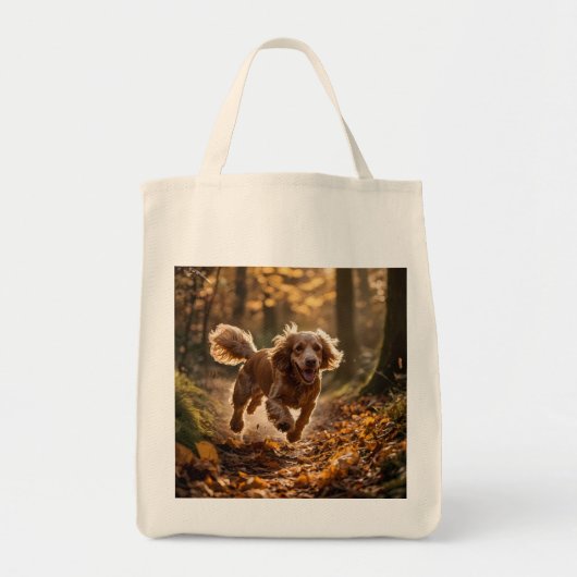 Cocker Spaniel Elegant Grocery Tote Bag トートバッグ (正面)