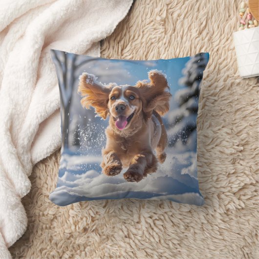 Cocker Spaniel Elegant Throw Pillow クッション (ブランケット)