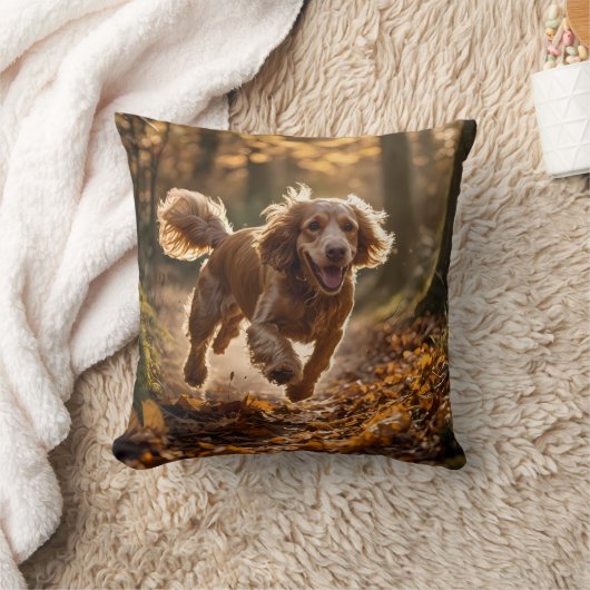 Cocker Spaniel Elegant Throw Pillow クッション (ブランケット)