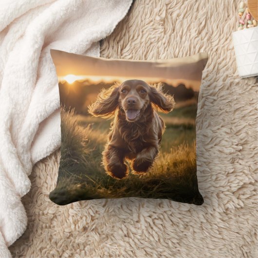 Cocker Spaniel Elegant Throw Pillow クッション (ブランケット)