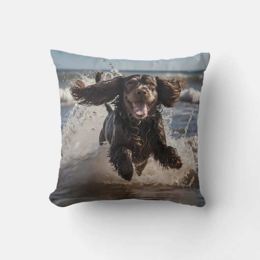 Cocker Spaniel Elegant Throw Pillow クッション (正面)