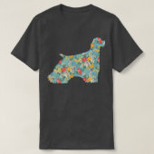 Cocker Spaniel Flower Silhouette Floral Dog  Tシャツ (デザイン正面)