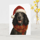 Cocker Spaniel Happy Christmas card カード (黄色い花)