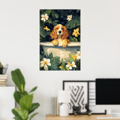 Cocker Spaniel In Bathtub Poster, Funny Dog ポスター (ホームオフィス)