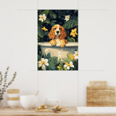 Cocker Spaniel In Bathtub Poster, Funny Dog ポスター (キッチン)