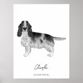 Cocker Spaniel In Black And White & Custom Text ポスター (正面)