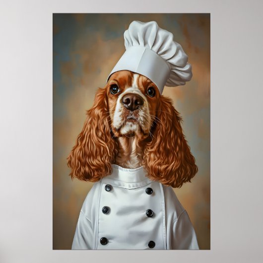 Cocker Spaniel In Chefs Hat Poster, Pet Poster ポスター (正面)