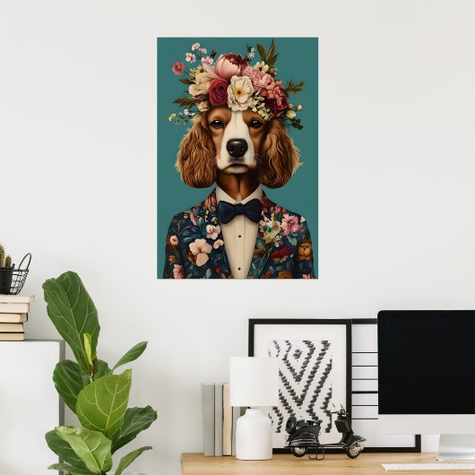 Cocker Spaniel In Suit Poster, Cocker Spaniel ポスター (ホームオフィス)