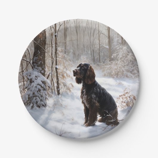 Cocker Spaniel Let It Snow クリスマス ペーパープレート (正面)