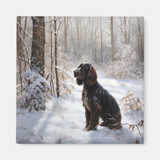 Cocker Spaniel Let It Snow クリスマス マグネット (正面)