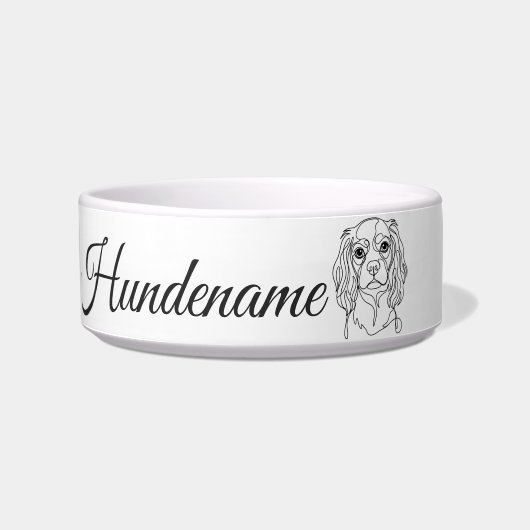 Cocker Spaniel Line Art personalized bowl ボウル (正面)