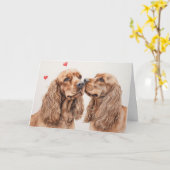 Cocker Spaniel Pair Valentine's Day カード (黄色い花)