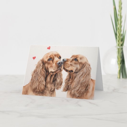 Cocker Spaniel Pair Valentine's Day カード (正面)