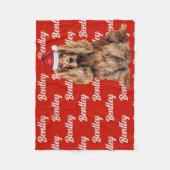 Cocker Spaniel Santa Dog Custom Name Christmas フリースブランケット (正面)