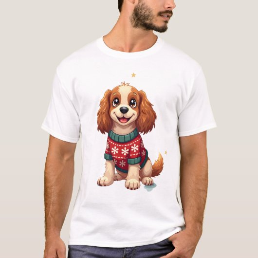 Cocker Spaniel Snowflake Glow Tシャツ (正面)