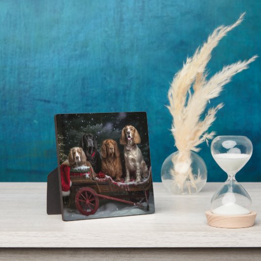 Cocker Spaniel Snowy Sleigh Christmas Decor フォトプラーク (インサイチュ)