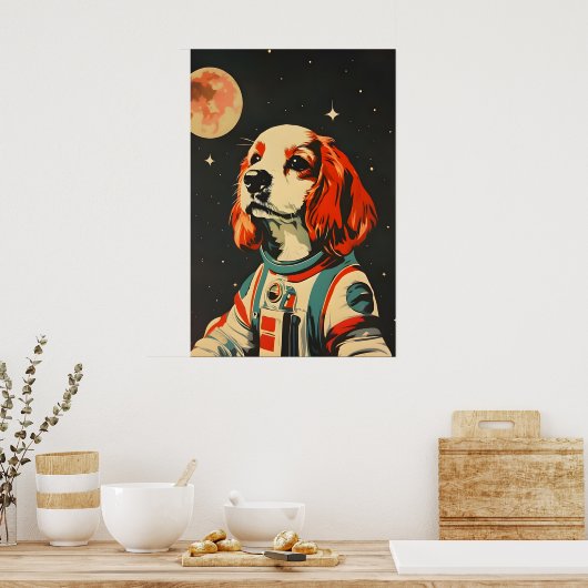 Cocker Spaniel Spaniel Astronaut Poster, Cocker ポスター (キッチン)