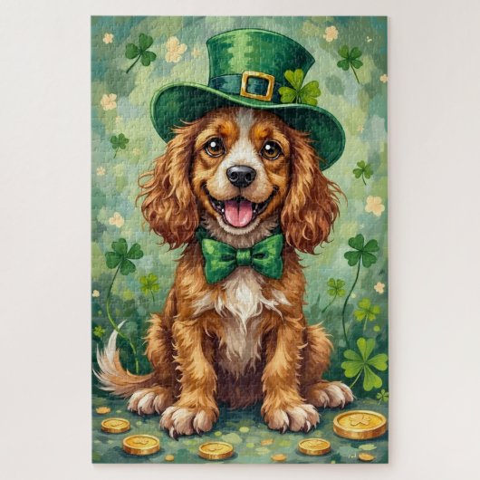 Cocker Spaniel St Patrick’s Day Cute Lucky Dog ジグソーパズル (縦)