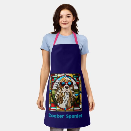 Cocker Spaniel Stained Glass Apron エプロン (着用した状態)