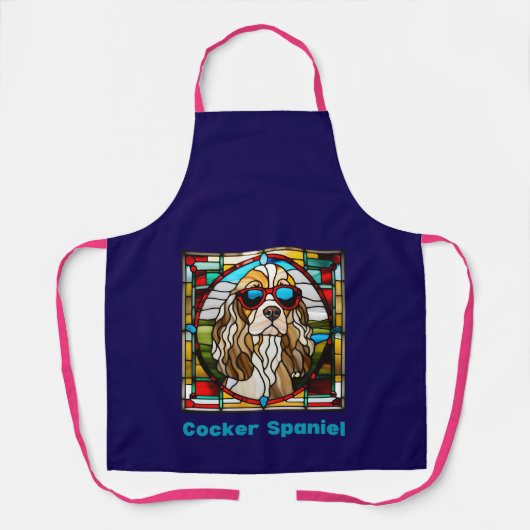 Cocker Spaniel Stained Glass Apron エプロン (正面)