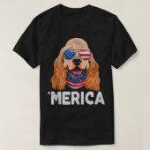 Cocker Spaniel Sunglasses American USA Flag 4th Of Tシャツ (デザイン正面)