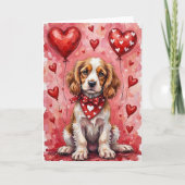 Cocker Spaniel Valentine’s Day Dog with Hearts Red カード (正面)