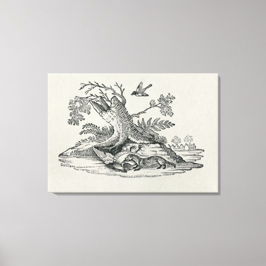 CockerelとCivet 'History of Quadrupeds' キャンバスプリント (正面)