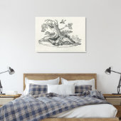 CockerelとCivet 'History of Quadrupeds' キャンバスプリント (インサイチュ (寝室))