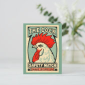 Cockerel vintage matchbox label Sweden ポストカード (スタンド正面)