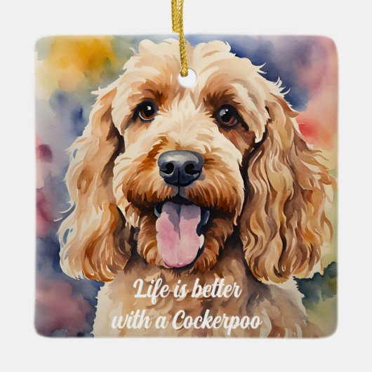 Cockerpoo, '人生はCockerpooで良い'引用文 セラミックオーナメント (正面)