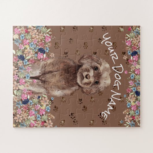 Cockerpoo Spoodle Cockerdoodle Cockapoo Brown Dog ジグソーパズル (横)