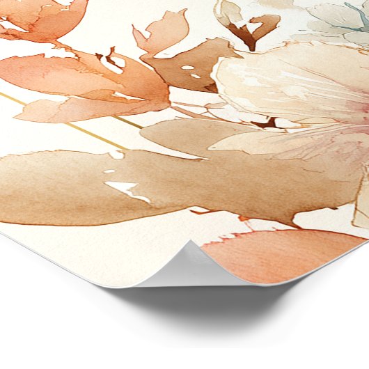 Cocktail and Fall Flowers Bridal Shower Welcome ポスター (角)