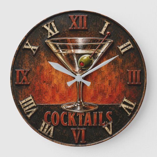 Cocktail Bar Decor ラージ壁時計 (正面)