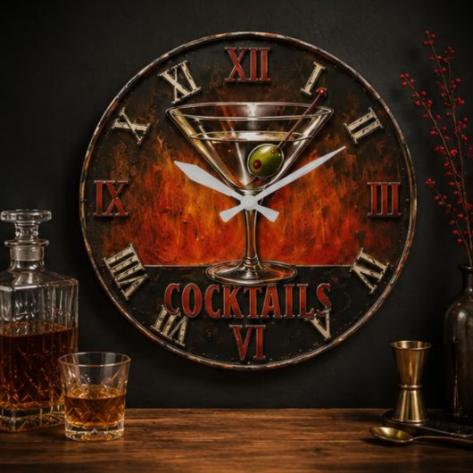 Cocktail Bar Decor ラージ壁時計