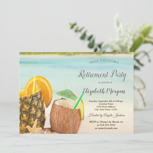 Cocktail Beach Seashells Retirement Party   招待状 (スタンド正面)