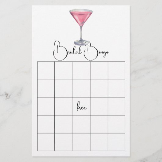 Cocktail Bridal shower bingo game (正面)