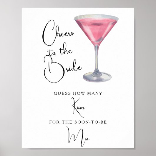 Cocktail Bridal shower How many kisses ポスター (正面)