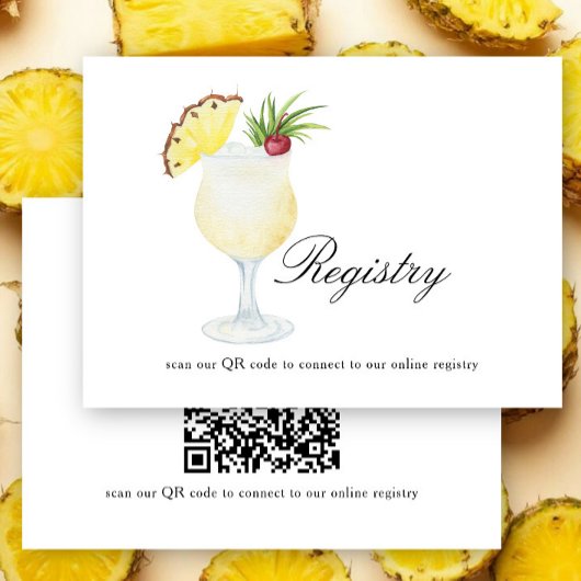 Cocktail Bridal shower QR code for registry  エンクロージャーカード