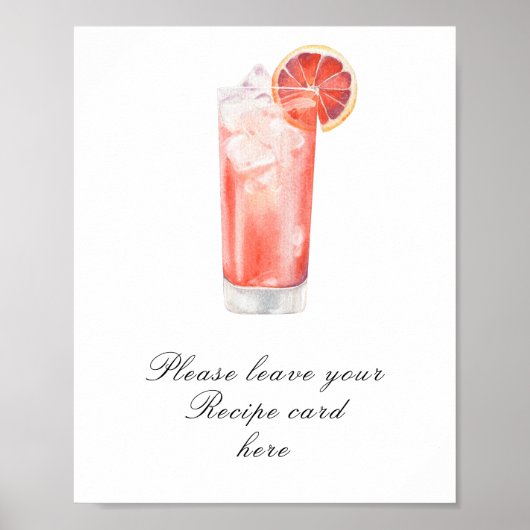 Cocktail bridal shower - Recipe card ポスター (正面)