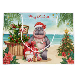 Cocktail Christmas Party for Hippo lovers  ラージペーパーバッグ