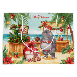 Cocktail Christmas Party for Hippo lovers  ラージペーパーバッグ