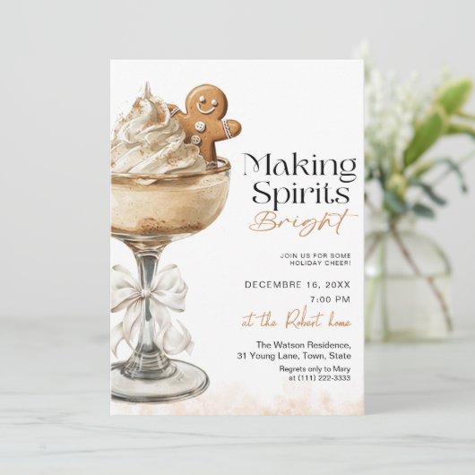 Cocktail Christmas Party Making Spirits Bright 招待状 (スタンド正面)