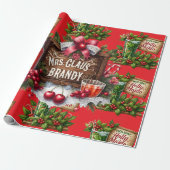 Cocktail Christmas Party with Drinks on Red ラッピングペーパー (アンロールド)